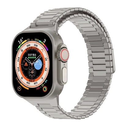 For Apple Watch Ultra 49mm Bamboo Magnetic Stainless Steel Metal Watch Strap(Titanium Color) by bashfashion