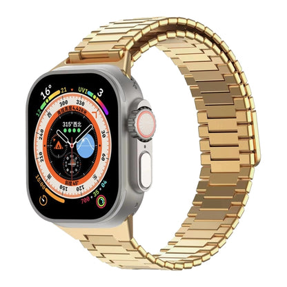 For Apple Watch Ultra 49mm Bamboo Magnetic Stainless Steel Metal Watch Strap(Gold) by bashfashion