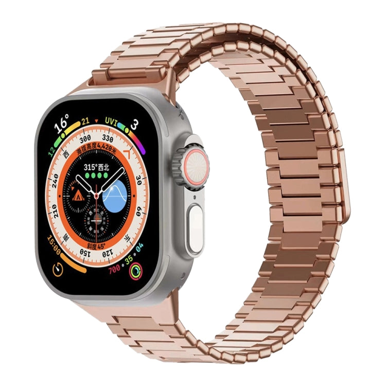 For Apple Watch Ultra 49mm Bamboo Magnetic Stainless Steel Metal Watch Strap(Rose Gold) by bashfashion