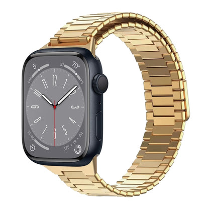 For Apple Watch Series 8 41mm Bamboo Magnetic Stainless Steel Metal Watch Strap(Gold) by bashfashion