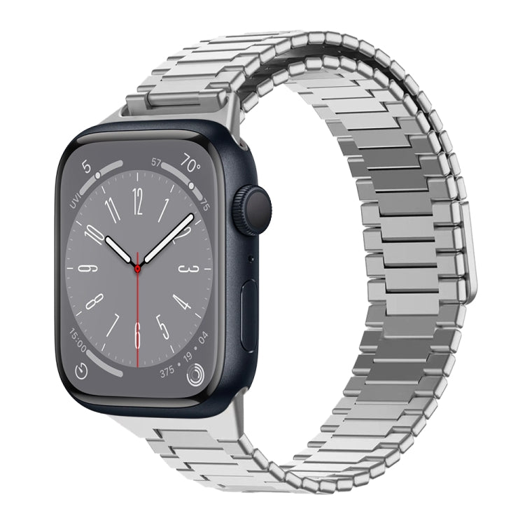 For Apple Watch Series 8 45mm Bamboo Magnetic Stainless Steel Metal Watch Strap(Silver) by bashfashion