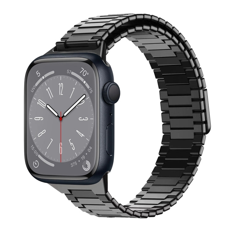 For Apple Watch Series 8 45mm Bamboo Magnetic Stainless Steel Metal Watch Strap(Black) by bashfashion