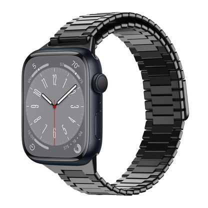 For Apple Watch Series 8 45mm Bamboo Magnetic Stainless Steel Metal Watch Strap(Black) by bashfashion