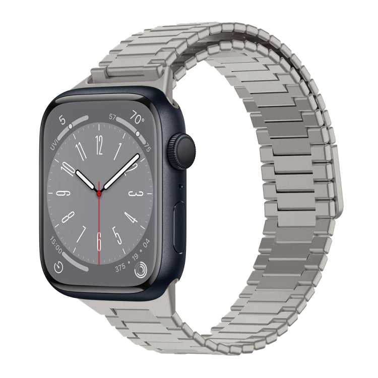For Apple Watch Series 8 45mm Bamboo Magnetic Stainless Steel Metal Watch Strap(Titanium Color) by bashfashion