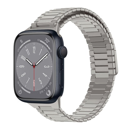 For Apple Watch Series 8 45mm Bamboo Magnetic Stainless Steel Metal Watch Strap(Titanium Color) by bashfashion