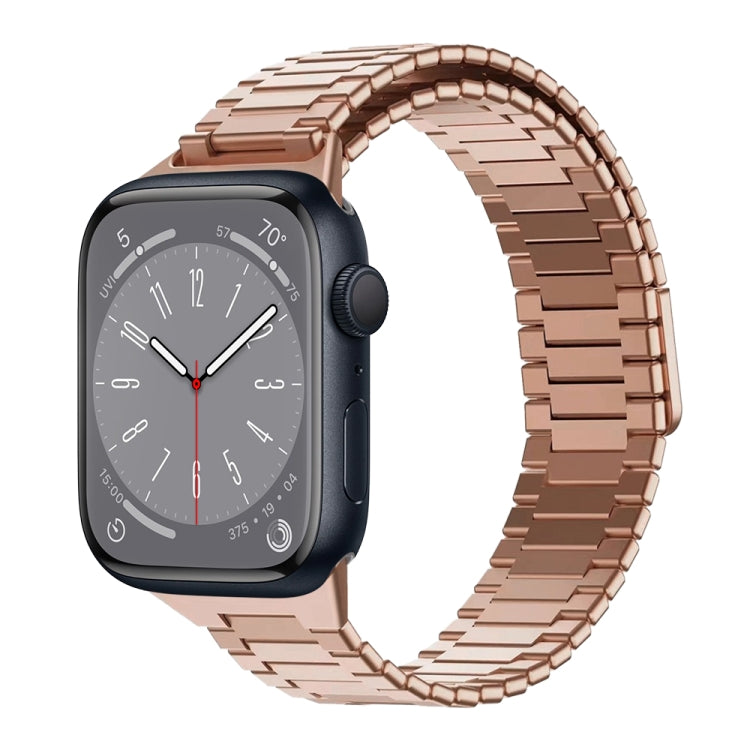 For Apple Watch Series 8 45mm Bamboo Magnetic Stainless Steel Metal Watch Strap(Rose Gold) by bashfashion