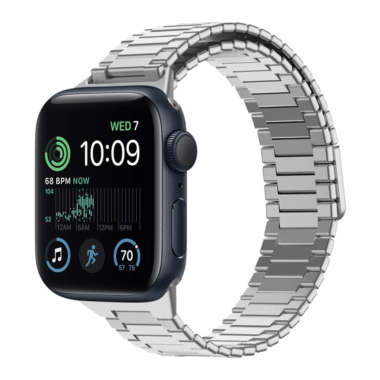 For Apple Watch SE 2022 40mm Bamboo Magnetic Stainless Steel Metal Watch Strap(Silver) by bashfashion