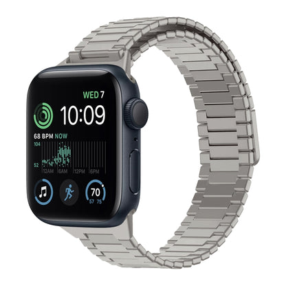 For Apple Watch SE 2022 40mm Bamboo Magnetic Stainless Steel Metal Watch Strap(Titanium Color) by bashfashion