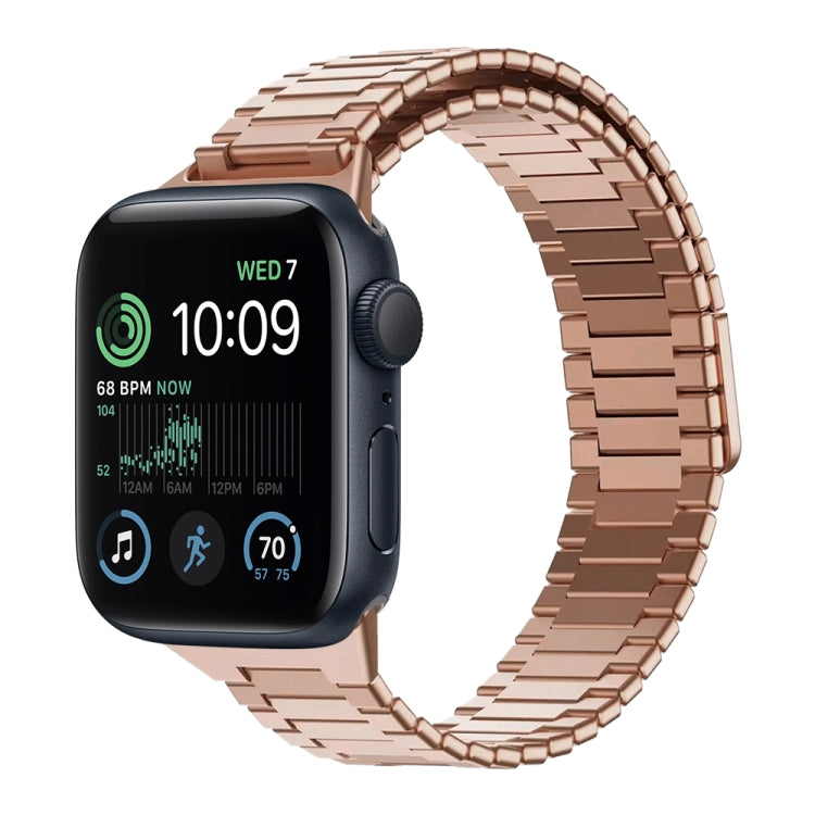 For Apple Watch SE 2022 40mm Bamboo Magnetic Stainless Steel Metal Watch Strap(Rose Gold) by bashfashion