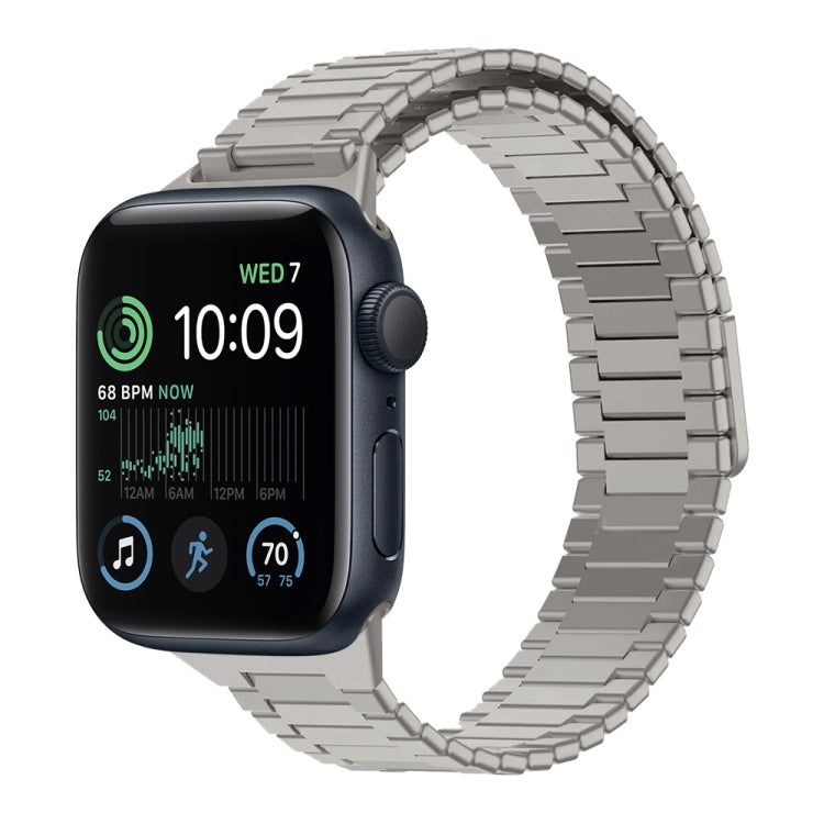 For Apple Watch SE 2022 44mm Bamboo Magnetic Stainless Steel Metal Watch Strap(Titanium Color) by bashfashion