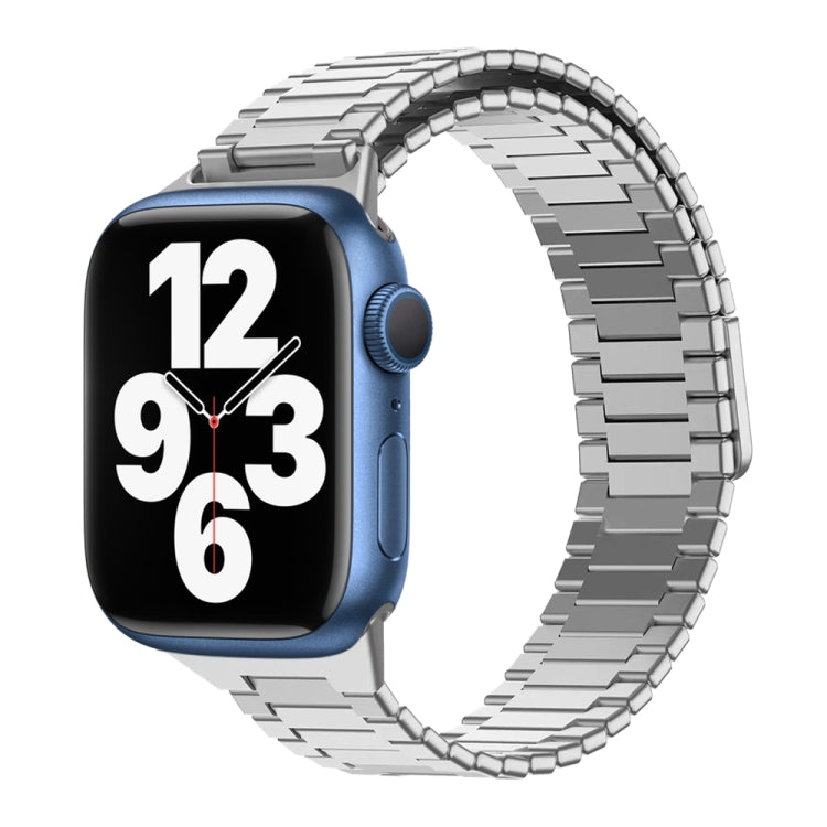 For Apple Watch Series 7 41mm Bamboo Magnetic Stainless Steel Metal Watch Strap(Silver) by bashfashion