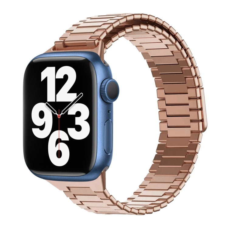 For Apple Watch Series 7 41mm Bamboo Magnetic Stainless Steel Metal Watch Strap(Rose Gold) by bashfashion