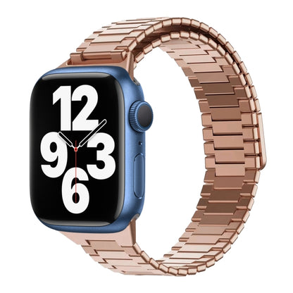 For Apple Watch Series 7 41mm Bamboo Magnetic Stainless Steel Metal Watch Strap(Rose Gold) by bashfashion