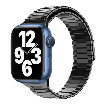 For Apple Watch Series 7 45mm Bamboo Magnetic Stainless Steel Metal Watch Strap(Black) by bashfashion