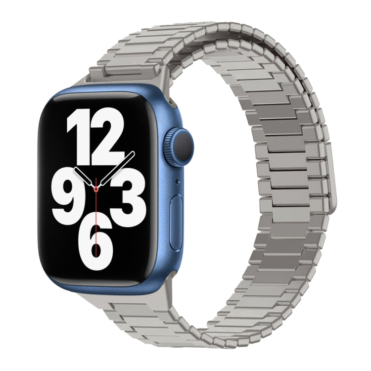 For Apple Watch Series 7 45mm Bamboo Magnetic Stainless Steel Metal Watch Strap(Titanium Color) by bashfashion