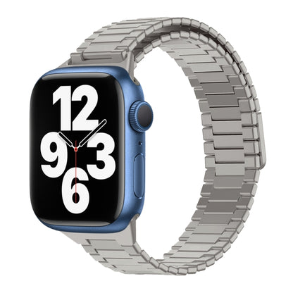 For Apple Watch Series 7 45mm Bamboo Magnetic Stainless Steel Metal Watch Strap(Titanium Color) by bashfashion