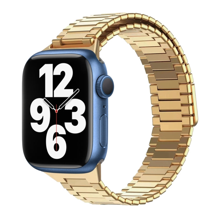 For Apple Watch Series 7 45mm Bamboo Magnetic Stainless Steel Metal Watch Strap(Gold) by bashfashion