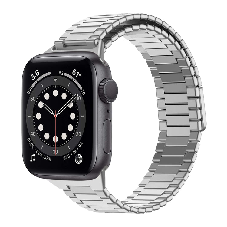 For Apple Watch Series 6 40mm Bamboo Magnetic Stainless Steel Metal Watch Strap(Silver) by bashfashion