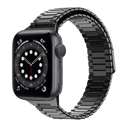 For Apple Watch Series 6 40mm Bamboo Magnetic Stainless Steel Metal Watch Strap(Black) by bashfashion