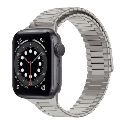 For Apple Watch Series 6 40mm Bamboo Magnetic Stainless Steel Metal Watch Strap(Titanium Color) by bashfashion