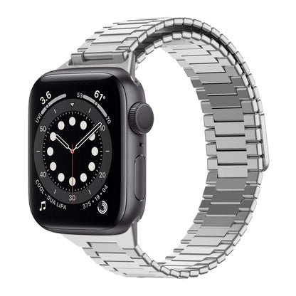 For Apple Watch Series 6 44mm Bamboo Magnetic Stainless Steel Metal Watch Strap(Silver) by bashfashion