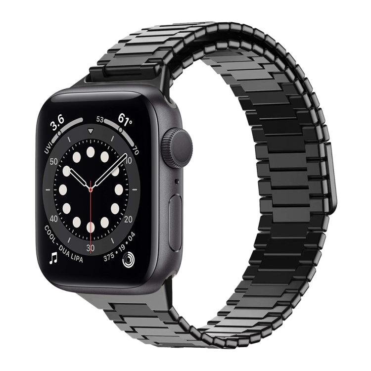 For Apple Watch Series 6 44mm Bamboo Magnetic Stainless Steel Metal Watch Strap(Black) by bashfashion