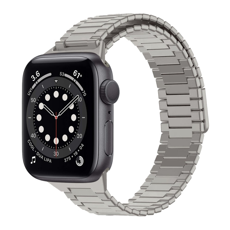 For Apple Watch Series 6 44mm Bamboo Magnetic Stainless Steel Metal Watch Strap(Titanium Color) by bashfashion
