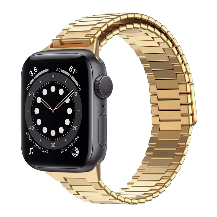For Apple Watch Series 6 44mm Bamboo Magnetic Stainless Steel Metal Watch Strap(Gold) by bashfashion