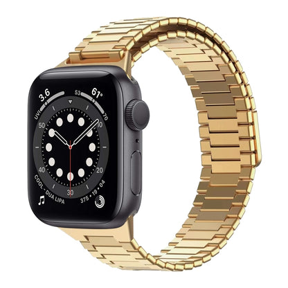 For Apple Watch Series 6 44mm Bamboo Magnetic Stainless Steel Metal Watch Strap(Gold) by bashfashion