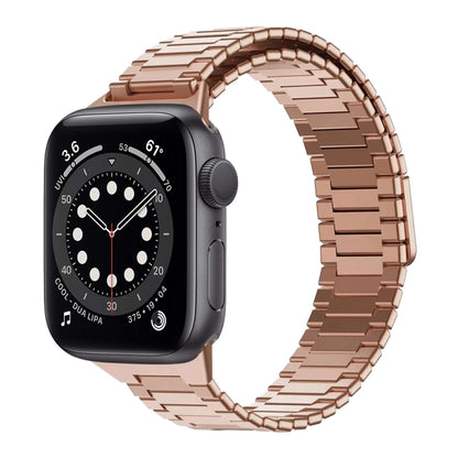 For Apple Watch Series 6 44mm Bamboo Magnetic Stainless Steel Metal Watch Strap(Rose Gold) by bashfashion