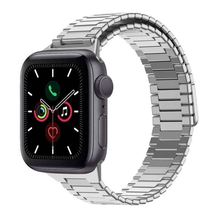 For Apple Watch Series 5 44mm Bamboo Magnetic Stainless Steel Metal Watch Strap(Silver) by bashfashion