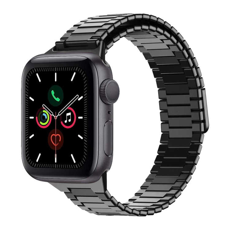 For Apple Watch Series 5 44mm Bamboo Magnetic Stainless Steel Metal Watch Strap(Black) by bashfashion
