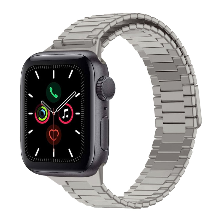 For Apple Watch Series 5 44mm Bamboo Magnetic Stainless Steel Metal Watch Strap(Titanium Color) by bashfashion