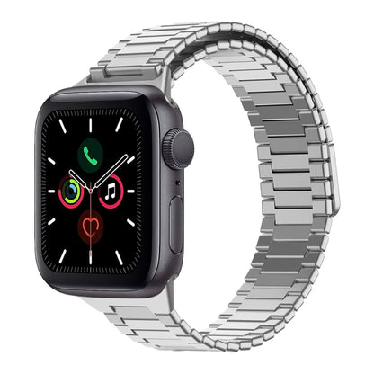 For Apple Watch Series 5 40mm Bamboo Magnetic Stainless Steel Metal Watch Strap(Silver) by bashfashion