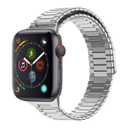 For Apple Watch Series 4 44mm Bamboo Magnetic Stainless Steel Metal Watch Strap(Silver) by bashfashion