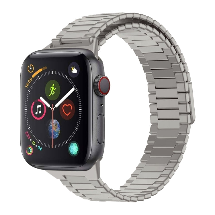 For Apple Watch Series 4 40mm Bamboo Magnetic Stainless Steel Metal Watch Strap(Titanium Color) by bashfashion