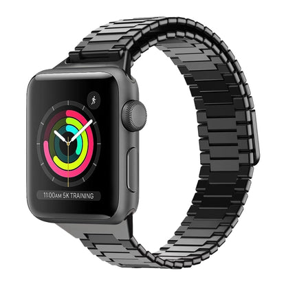 For Apple Watch Series 3 38mm Bamboo Magnetic Stainless Steel Metal Watch Strap(Black) by bashfashion