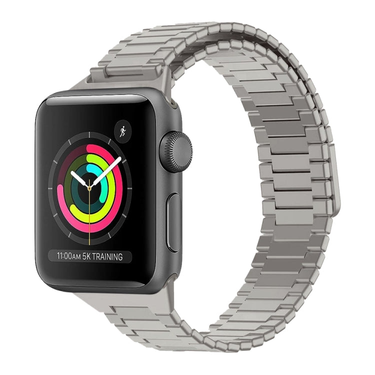 For Apple Watch Series 3 38mm Bamboo Magnetic Stainless Steel Metal Watch Strap(Titanium Color) by bashfashion