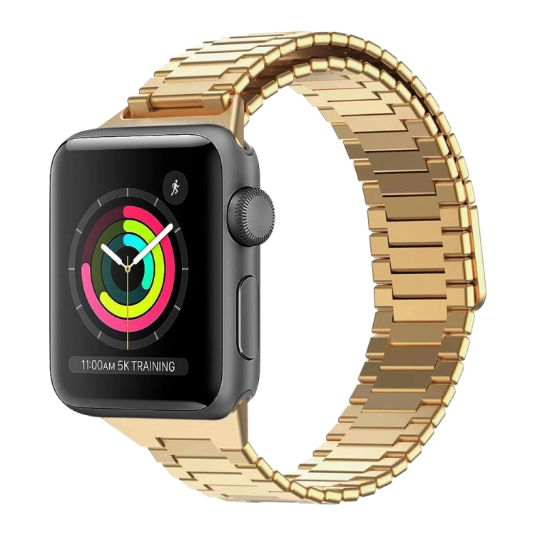 For Apple Watch Series 3 38mm Bamboo Magnetic Stainless Steel Metal Watch Strap(Gold) by bashfashion
