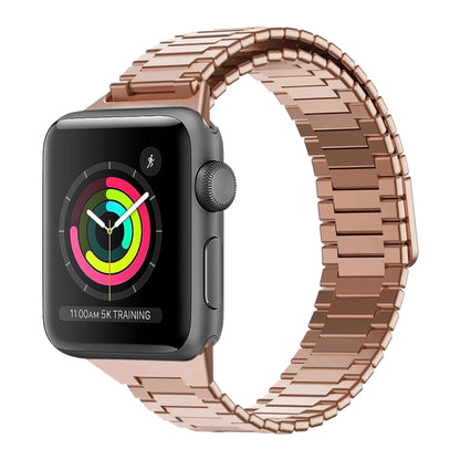 For Apple Watch Series 3 38mm Bamboo Magnetic Stainless Steel Metal Watch Strap(Rose Gold) by bashfashion