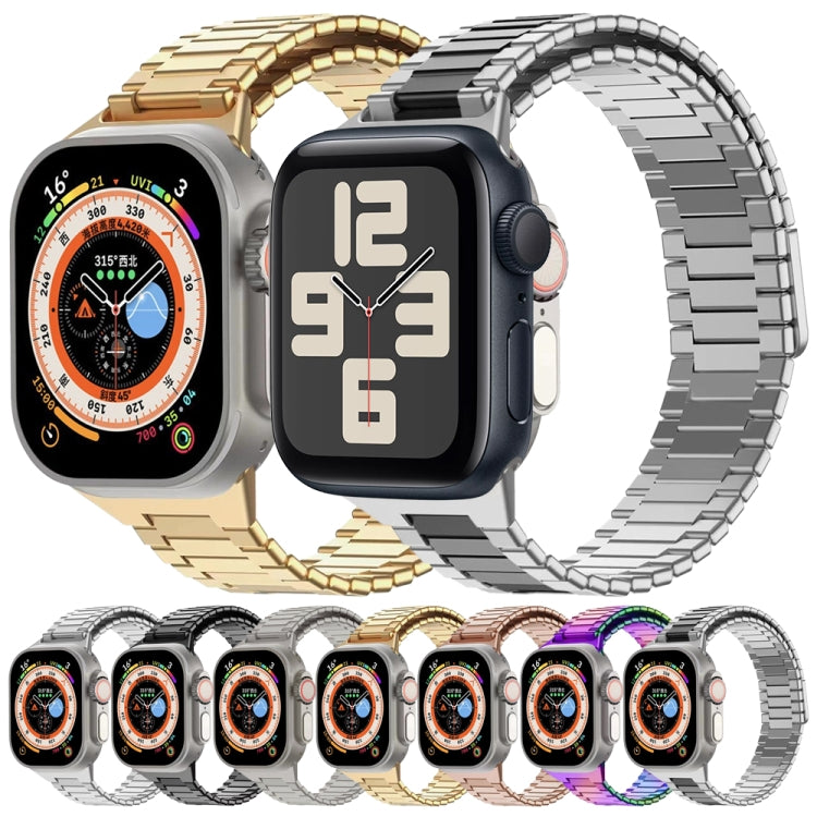 For Apple Watch Series 8 45mm Bamboo Magnetic Stainless Steel Metal Watch Strap(Black) by bashfashion