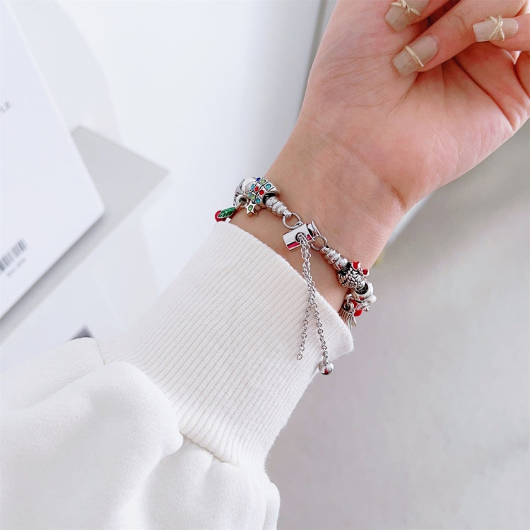 For Apple Watch SE 2022 44mm Zinc Alloy Christmas Watch Band(Pink) by bashfashion