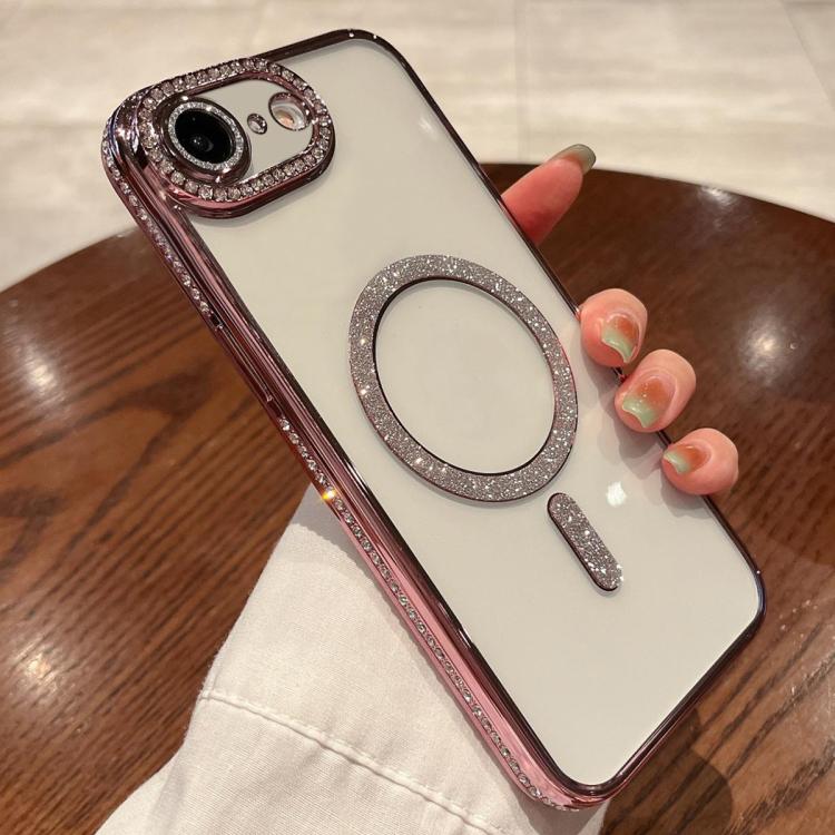 For iPhone 16e Diamond Plated MagSafe TPU Phone Case(Pink) by bashfashion