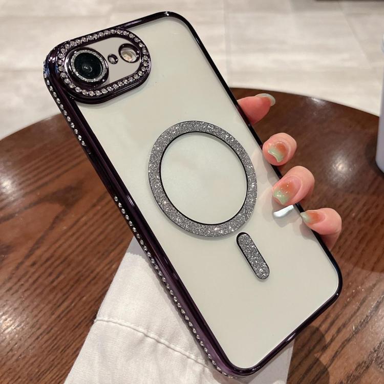 For iPhone 16e Diamond Plated MagSafe TPU Phone Case(Purple) by bashfashion