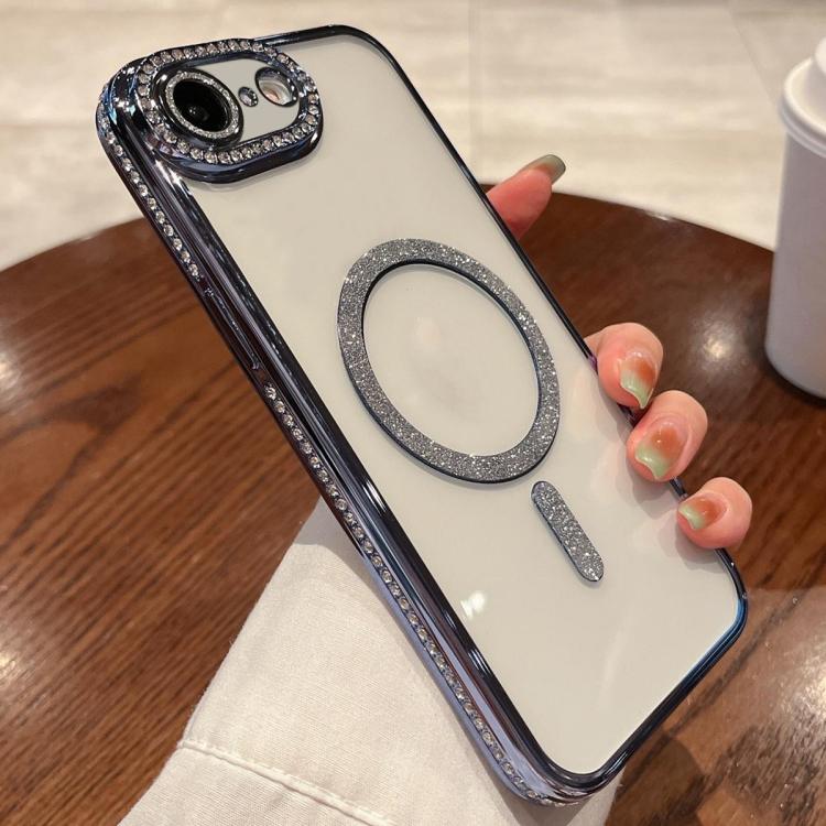 For iPhone 16e Diamond Plated MagSafe TPU Phone Case(Blue) by bashfashion