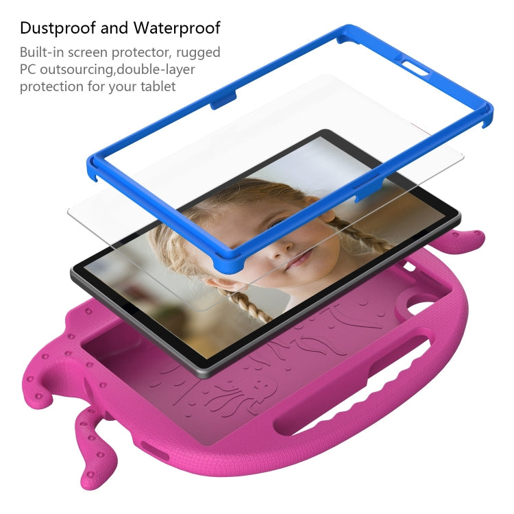For Samsung Galaxy Tab A11 / A9 Octopus Style EVA Hybrid PC Shockproof Tablet Case with Strap(RoseRed) by bashfashion