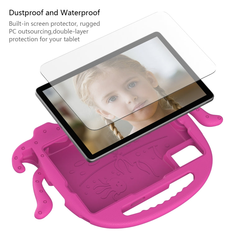 For Samsung Galaxy Tab S9 / S9 FE / S7 / S8 Octopus Style EVA Hybrid PC Shockproof Tablet Case with Strap(RoseRed) by bashfashion