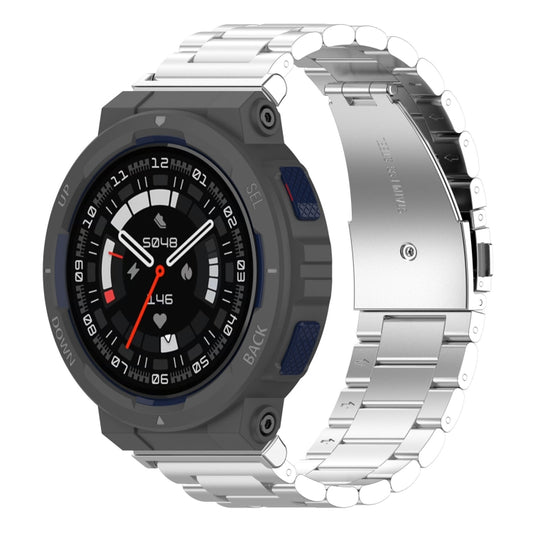 For Amazfit Active Edge A2212 Three Beads Stainless Steel Watch Band(Silver) by bashfashion