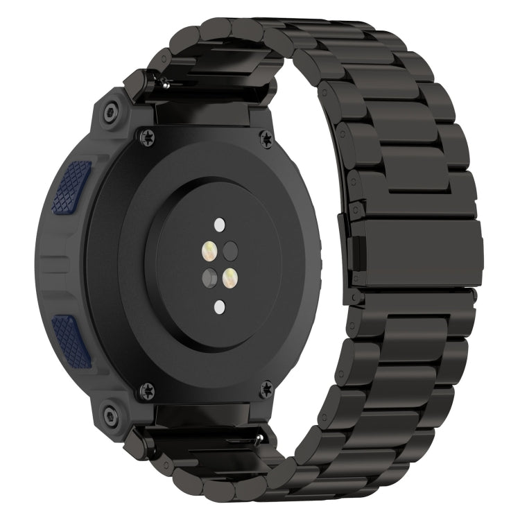 For Amazfit Active Edge A2212 Three Beads Stainless Steel Watch Band(Black) by bashfashion