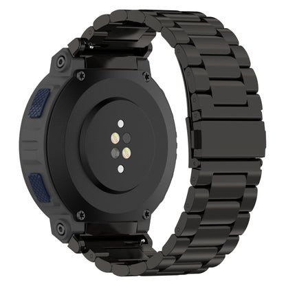 For Amazfit Active Edge A2212 Three Beads Stainless Steel Watch Band(Black) by bashfashion